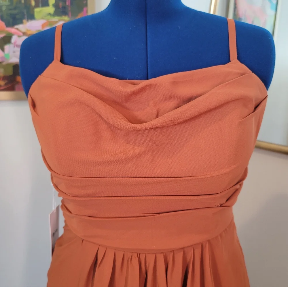NWT Mexmy Chiffon Rust / Pumpkin Evening Dress Size 16W - Picture 4 of 4
